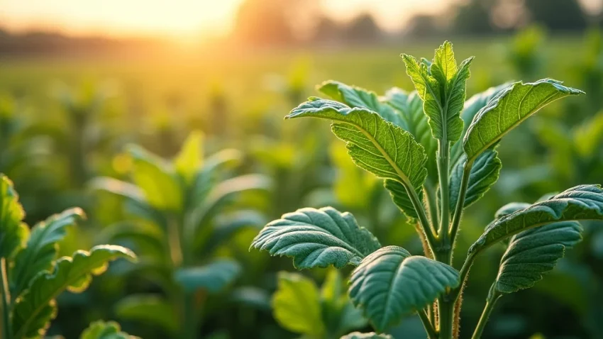 The image shows a healthy green sprout emerging from rich soil, illustrating the essence of agriculture's simple definition.