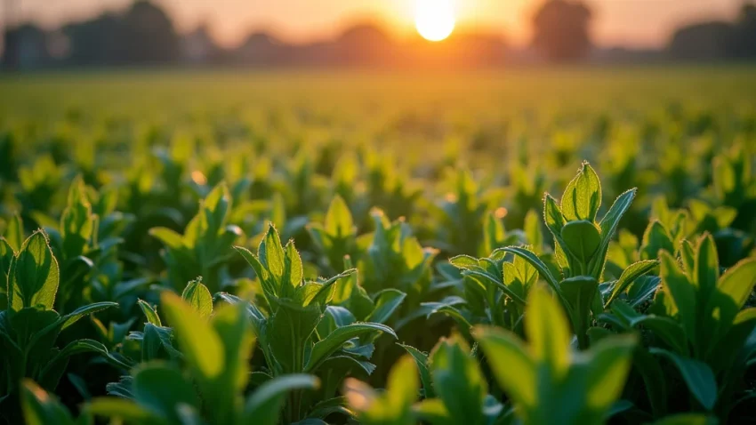 The image shows a young person in a field, reflecting on their agriculture degree path.